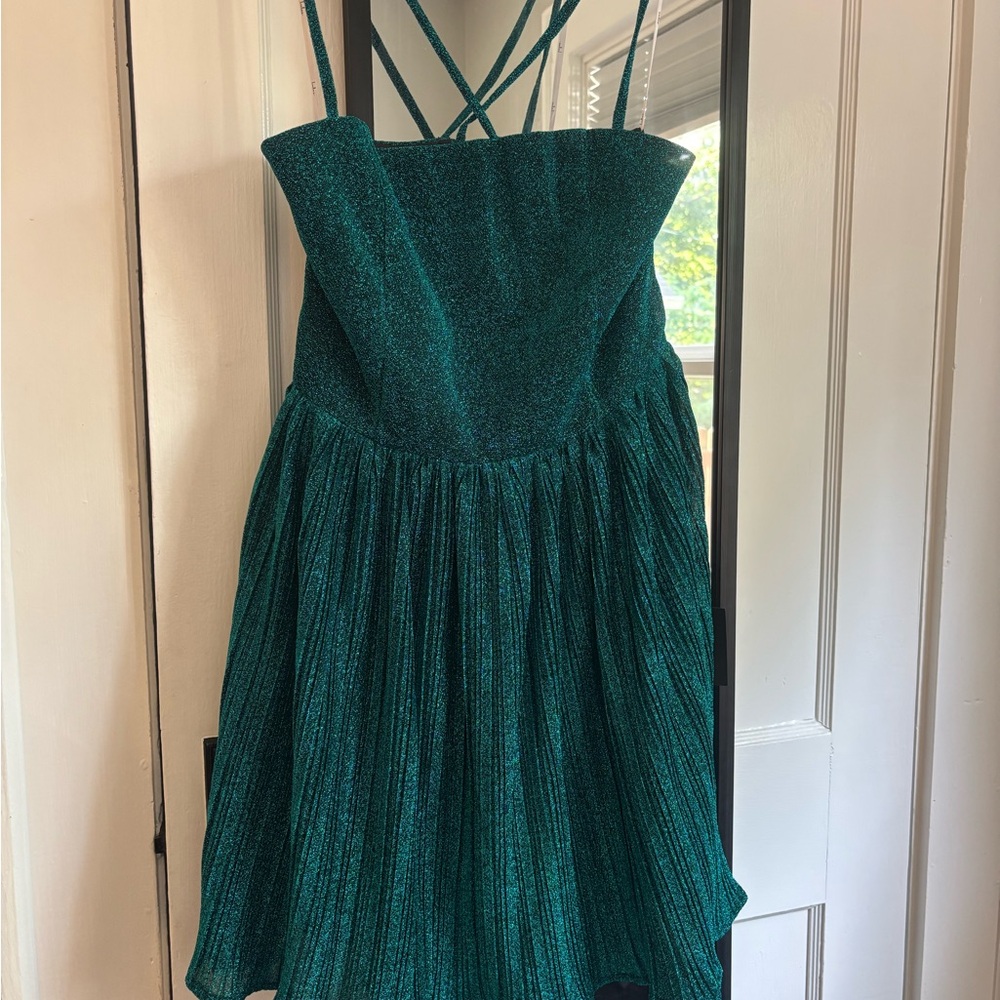 Lulu's Green Spaghetti Strap Cocktail Dress